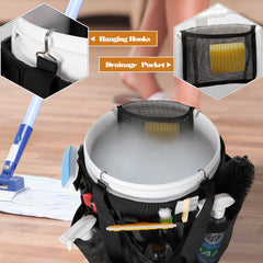 HODRANT close-up of anti-fall hooks securing organizer to bucket rim for stability