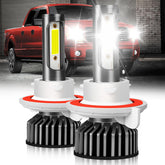 HOEDUI bulb installed front view showing brighter headlight output and improved visibility