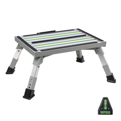 Homeon Wheels front view of gray step stool showing stable wide platform for safe entry