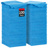 HOMERHYME front pack of 100 blue towels shows bulk value and convenience