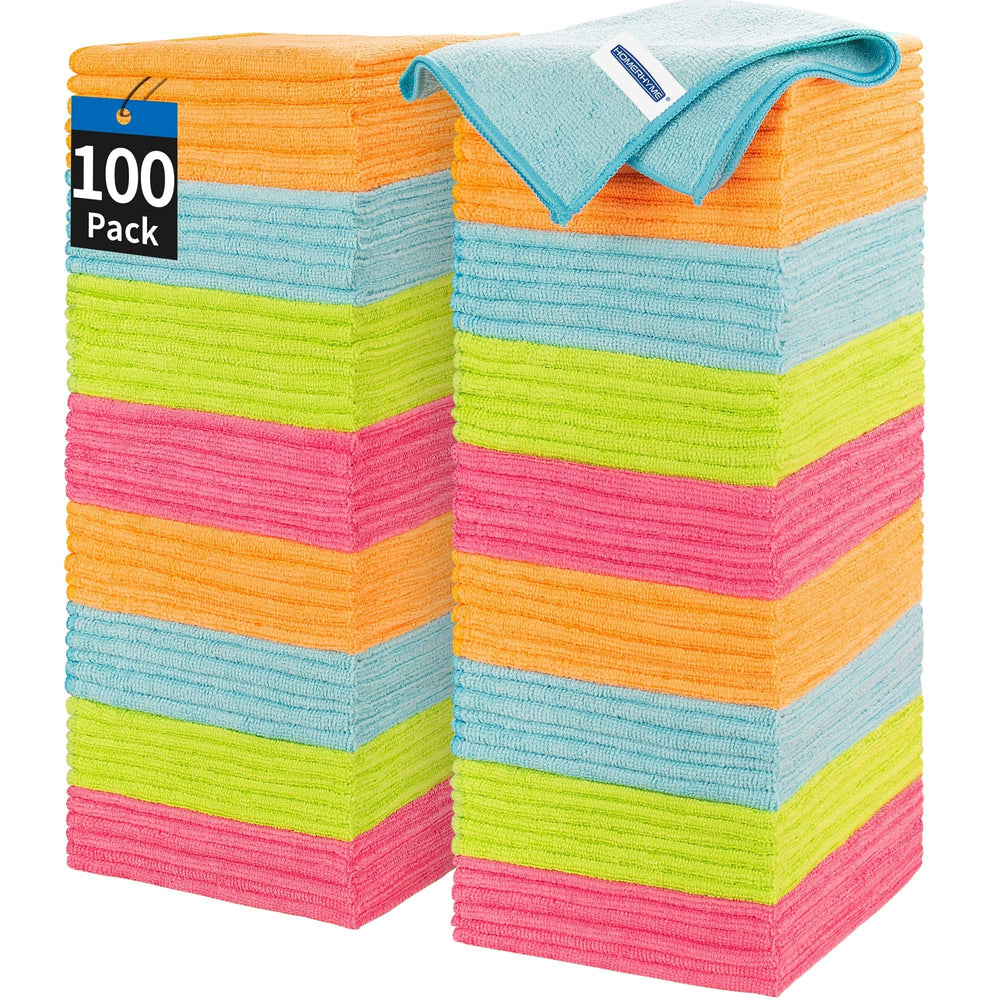 HOMERHYME front packaging showing 100 cloths and color assortment for value