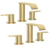 Homevacious front view of brushed gold dual-handle faucet showing elegant design