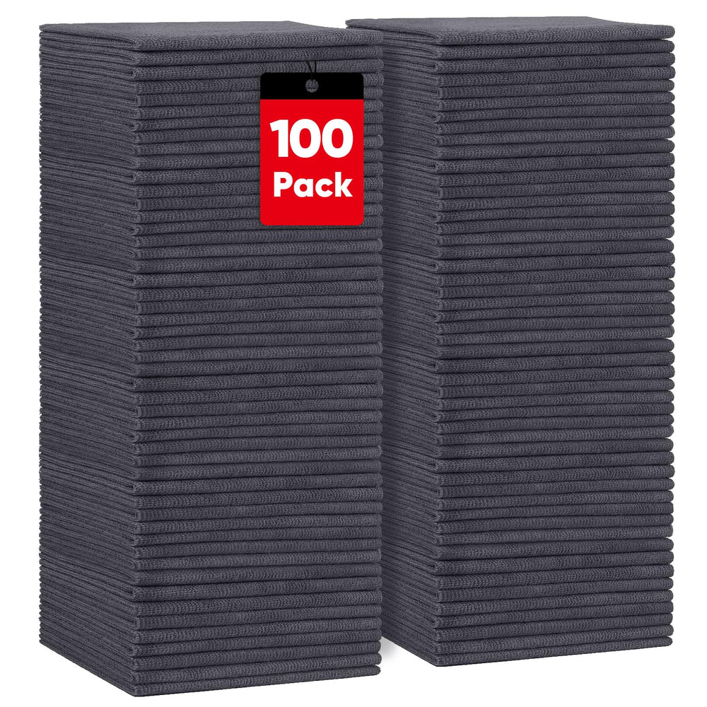 HOMEXCEL front pack of 100 grey towels shows quantity and value