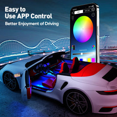 Honalia lights in car footwell creating vivid ambient glow
