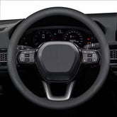 HONQIRAX front view of black steering wheel cover showing fit and finish for Ford