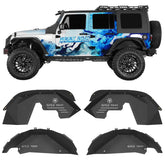 Hooke Road front fender liners in packaging showing all included parts and benefit of complete kit