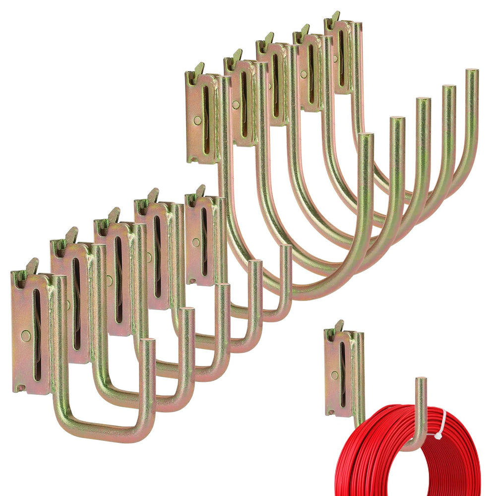 Hoowen front packaging view showing full 10-piece E-track hook set and benefits