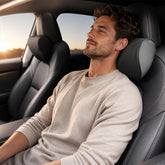 HOPON front view headrest pillow showing sleek leather and shape for improved support
