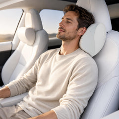 HOPON front view two-pack leather headrest pillows showing clean fit and style