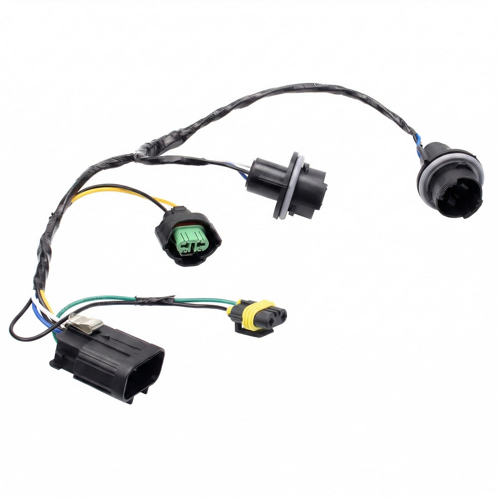 HOPUT front view of headlight wiring harness showing complete assembly and connectors for easy replacement