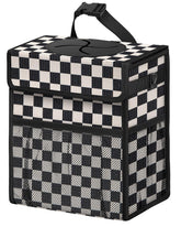 HORJONES front view of corduroy car trash can showing tidy design and lid benefit