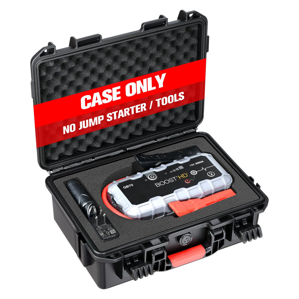 HOSOCASE front closed protecting NOCO jump starter and ensuring safe transport