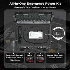 HOSOCASE open with NOCO GB70 fitted showing organized storage benefit