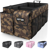 HOTOR front view of trunk organizer showing structure and easy access benefits