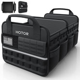 HOTOR front view showing MOLLE pocket and organized small gear benefit