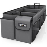 HOTOR trunk organizer front view showing compartments and tidy storage benefit