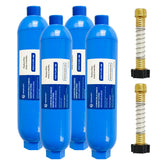 Hourleey front view of four inline filters showing compact kit and clear labeling for easy use