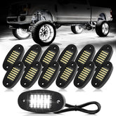 Hovano kit front packaging showing all 12 white rock lights and accessories for easy setup