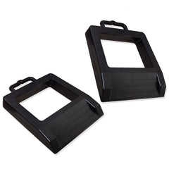 HOXWELL front view of two-pack rubber chocks showing shape and size for secure storage