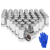 HQALTY front view of 60-piece lug nut cover kit showing chrome finish and bullet shape, protects nuts