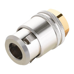Hromee front view of lock-on chuck showing closed-flow body and sleeve benefit fast secure connection