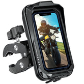 HUANLANG front view of mounted phone holder showing waterproof protection and visibility