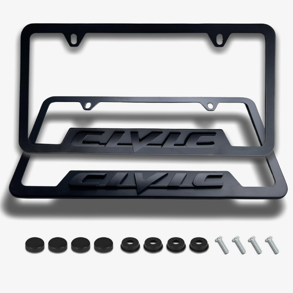 HUIANTS front view license plate frame showing clean finished look and protection