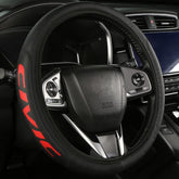 HUIANTS red steering wheel cover front view showcasing red leather and sporty style for cabin upgrade