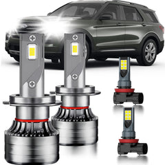 HUOKEDS front packaging showing bulbs and compatibility for Ford Explorer, easy selection benefit