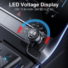 HURMAI cigarette lighter plug and cable detail ensuring secure vehicle connection benefit