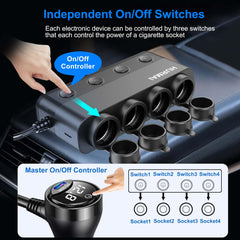 HURMAI four cigarette lighter sockets with waterproof covers for protection