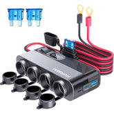 HURMAI front view showing four 12V sockets and USB ports, tidy power expansion