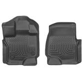 Husky Liners packaging showing front-row kit and model fitment benefits