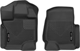 Husky Liners packaging showing front two-piece liner and model fit benefit