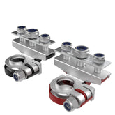 HUSUKU front view of red and black clamps showing clear polarity and quick connection benefit