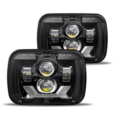 HWSTAR front view of 5x7 LED headlights showing crisp beam pattern benefit