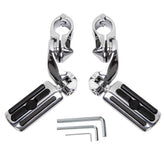 HY-SPEED front view of chrome highway pegs showing clamp and finish for style