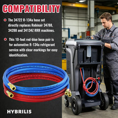 Hybrilis 10ft hoses laid flat to show full length and flexibility, easier routing benefit