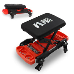 HYDRAULIC PRO front view showing full creeper seat and benefit of mobility