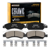 HYFTJYZ front brake pad set packaging showing fitment and benefit of easy replacement
