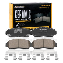 HYFTJYZ front brake pad set packaging showing contents and fitment benefits