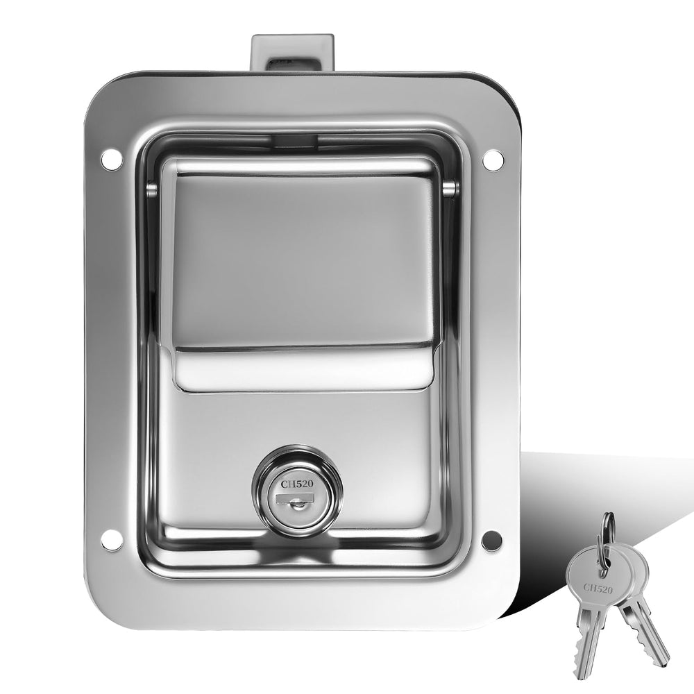 HYWJC front view of stainless steel paddle latch showing robust build and fit