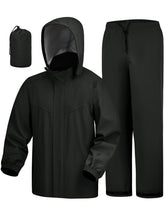 iCreek front view of jacket and pants showing full waterproof coverage for protection