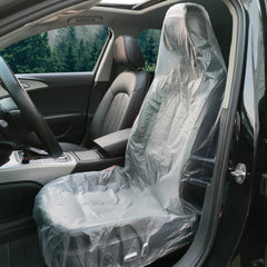 ICWEIMEI front pack of 100 clear seat covers showing quantity and convenience
