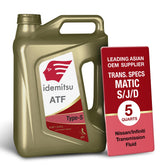 Idemitsu ATF Type S front label showing product name and 5 quart size, ensures correct OEM choice