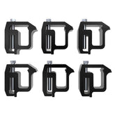 iFJF front view of six black aluminum clamps showing neat packaging and hardware benefit