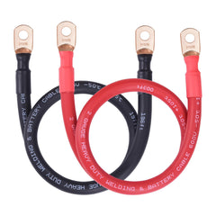 iGreely front view of 2 AWG red and black cable pair showing packaging and length