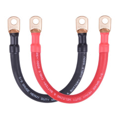 iGreely front view of red and black 1ft 2/0 AWG cables showing ready-to-install pair