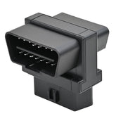 iKKEGOL front view of top-wide OBD2 adapter showing dual outlets and benefit of easy access