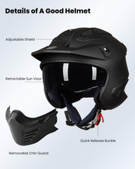 ILM helmet detachable chin guard displayed for added face protection